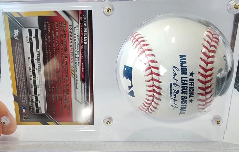 谢尔比·米勒亲笔签名签名罗林斯官方美国职棒大联盟棒球钻石背 — 第 2/3 张图片