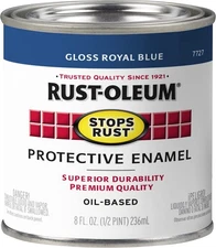 Rust-Oleum 7727730 Stops Rust Brush on Paint, Half Pint, Gloss Royal Blue, 8 Fl