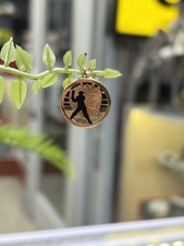 14K Yellow Gold Onyx Baseball Charm Pendant   Batter  Glove Design   18mm   2g