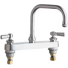 Chicago Faucet 527-Abcp Low Arc Kitchen Faucet, Manual, 8" Mount, 2 Hole