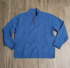 Lands End 70 lambswool 30 Cashmere Quarter Button Pullover Sweater Blue L