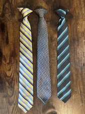 Lot of Boys Clip-On Ties - Yellow/Blue, Gray/Black and Black/Teal