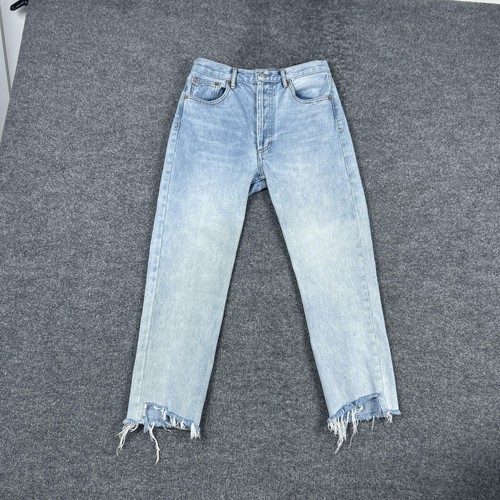 AGOLDE Jeans Womens 28 Jamie Blue High Rise Straight Raw Hem Denim Ankle