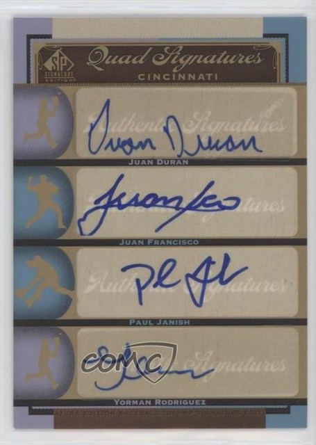 2012 SP Signature Edition Quad Signatures Paul Janish Yorman Rodriguez Auto 0j4n