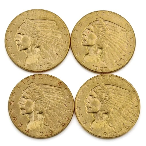 1913-1929 $2.50 Indian Head Quarter Eagle Gold Coin U.S. NR Lot of 4 #C847-1