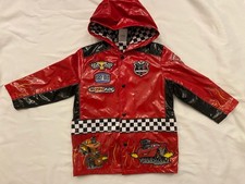 Disney, Pixar, Cars Lightning McQueen Boys Rain Jacket Raincoat W/ Hood Size 4