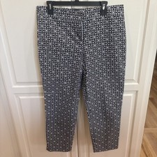Talbots Hampshire Ankle Pants Women  s Black  White Print Size 14P NWT