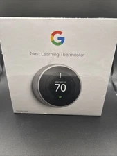Google - Nest Learning Thermostat - Model A0013 - Stainless Steel - Factory Seal