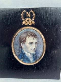 Superb Antique Portrait Miniature Painting of Young Napoleon In Original Frame.