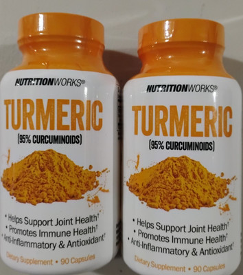 NutritionWorks Tumeric 95% Curcuminoids 90 capsules Each = 180 Total New
