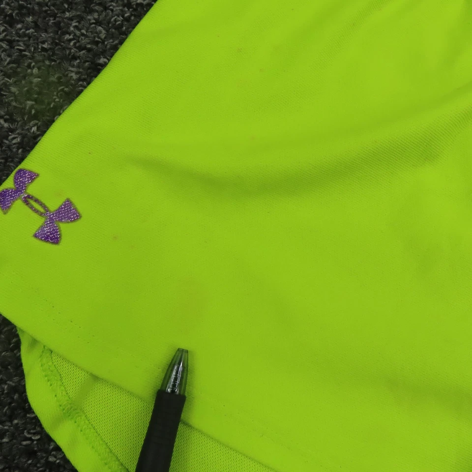 Under Armour Shorts Womens Small Neon Green Purple Logo Elastic Waist Running - Image 3 of 4