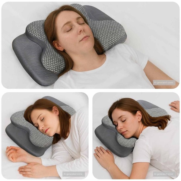 Kopfkissen Mit Kissen Grau 60 X 37 X 13 Cm Polyester-image