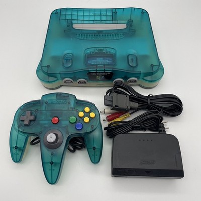 Nintendo 64 Clear Blue Console + Controller  + Cables Set NUS-001 Tested Japan