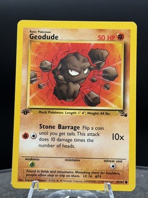 Pokemon FIRST 1st EDITION FOSSIL - #47 Geodude NM High Grade