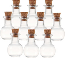 10Pcs Mini Glass Bottles with Cork Lids, Flat-Bottomed Spherical Shape, Wishing