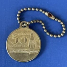 Vintage 1936 Coca-Cola 50th Anniversary Brass Medallion Key Chain