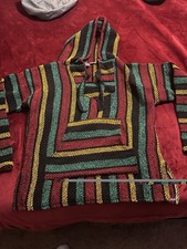Mexican Baja Multicolor Hoodie Size Large Hippie Baja Rasta Reggae Party Color