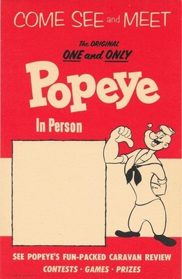 Vintage Popeye In Person Stock Advertising Promo Flyer King Features Syndicate