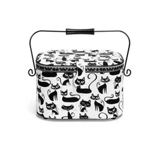 Large Oval Sewing Basket, Black Cats
