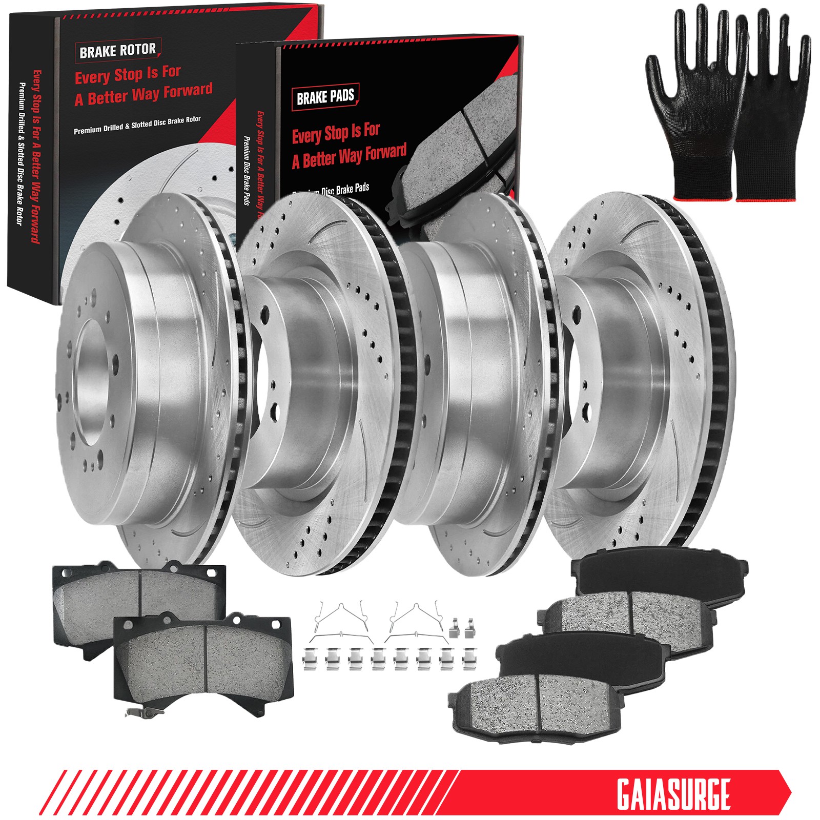 Front & Rear Disc Brake Rotors Pads for 2007-2021 Toyota Tundra Sequoia LX570