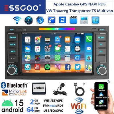 DAB+ Für VW T5 Multivan Transporter 2+64GB Carplay Android 15 Autoradio GPS WiFi