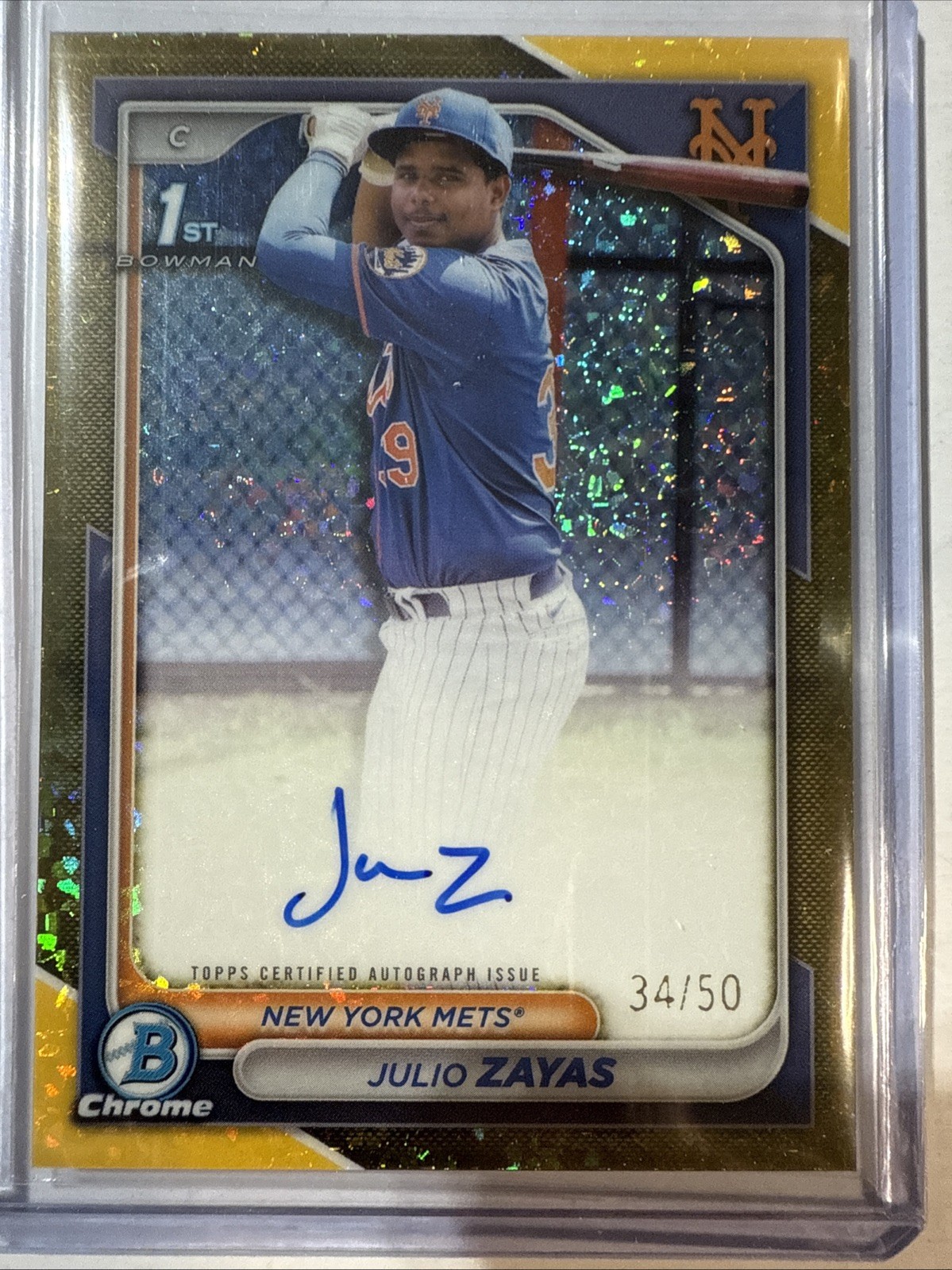 Julio Zayas 2024 Bowman Chrome Prospects Gold Mini Diamond Auto #CPA-JZ /50