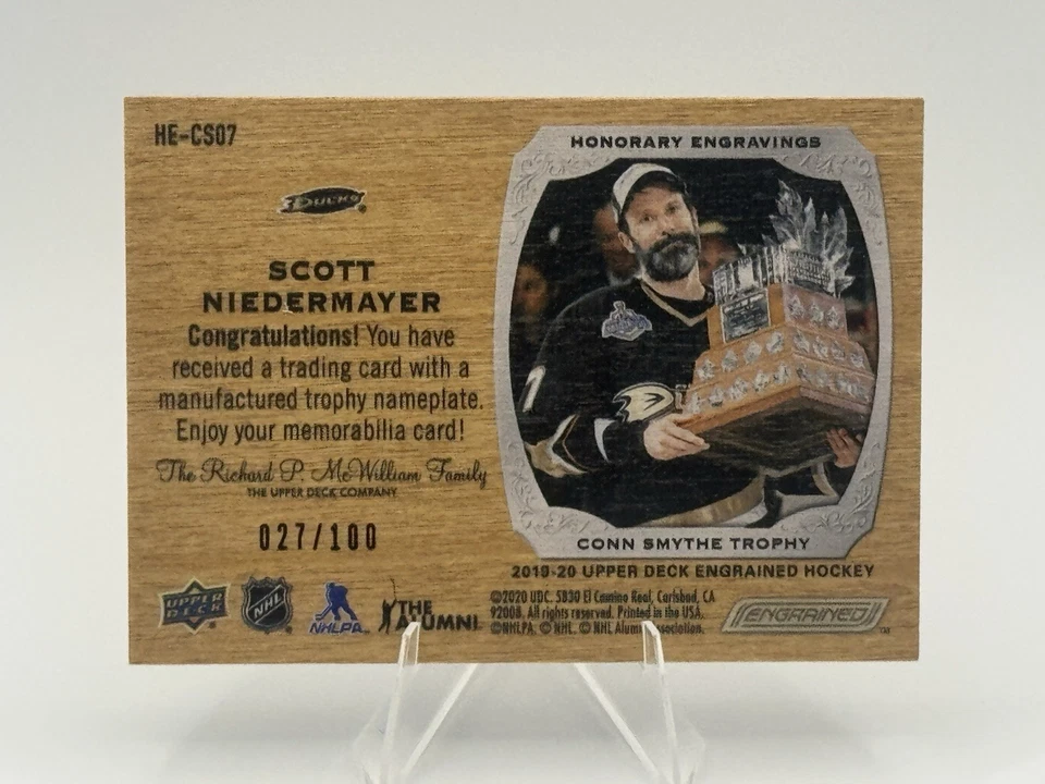 2020 UD Engrained Scott Niedermayer Honorary Engravings Trophy /100 - Image 2 of 2