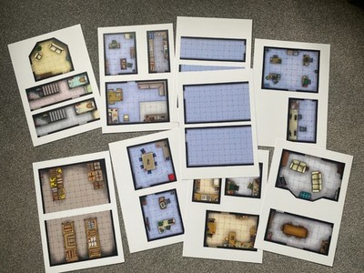 Kampfkartenblätter - 15 mm Quadrate - handgezeichnet