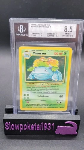 Venusaur Base Set Unlimited Holo Rare Card 15/102 BGS 8.5 NM-MT
