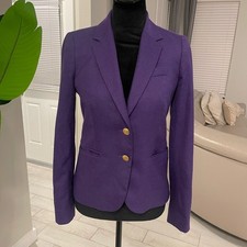 J.Crew Purple Wool Schoolboy Blazer Gold Buttons Size US 0