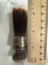 Vintage Shaving Brush Horse Hair W/ Metal Handle- Wooden Base