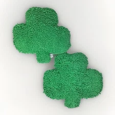 Pair of Shamrock Shaped Plush Accent Pillows Green 12x12” St. Patrick Day Lucky