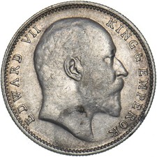 1906 India 1 Rupee - Edward VII Silver Coin - Nice