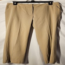 Investments Womens Dress Pants 10 Petite Beige with White Pinstripe