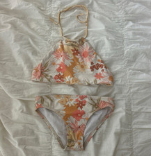 Billabong Girls Floral 2-Piece Bikini Swimsuit Halter Top  Bottoms Size M