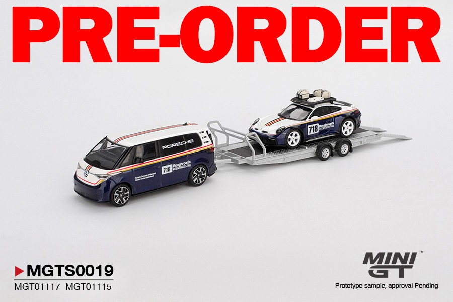 Pre-order) MINI GT Porsche 911 Dakar #718 / Volkswagen ID. Buzz