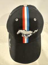 Ford Mustang Tri-Bar Emblem Baseball Hat Ball Cap Black Embroidered Licensed