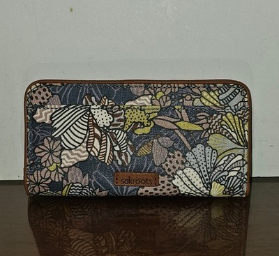Sak Roots Multi-color Floral Snap Bifold Wallet-EUC!