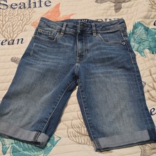 Gap Girls Blue Denim Stretch Bermuda Shorts Size 10 Cuffed