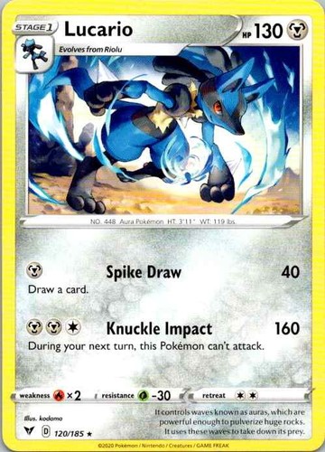 Lucario 120/185 Pokémon TCG Vivid Voltage Rare NM