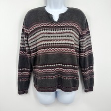 Vintage Y2K Grandma Sweater Size Medium Boho Western Early 2000s  V Neck