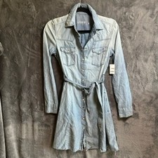 Gap 1969 Denim Shirtdress Belted Long Sleeve Light Wash Size 2