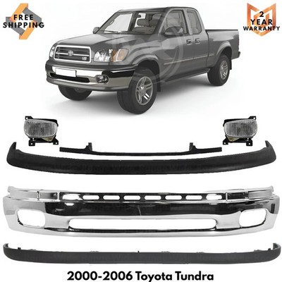 Front Bumper Chrome Steel & Fog Light Assembly Kit For 2000-2006 Toyota Tundra