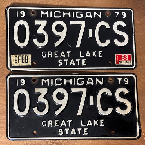 1979 1983 Michigan License Plate Pair # 0397-CS