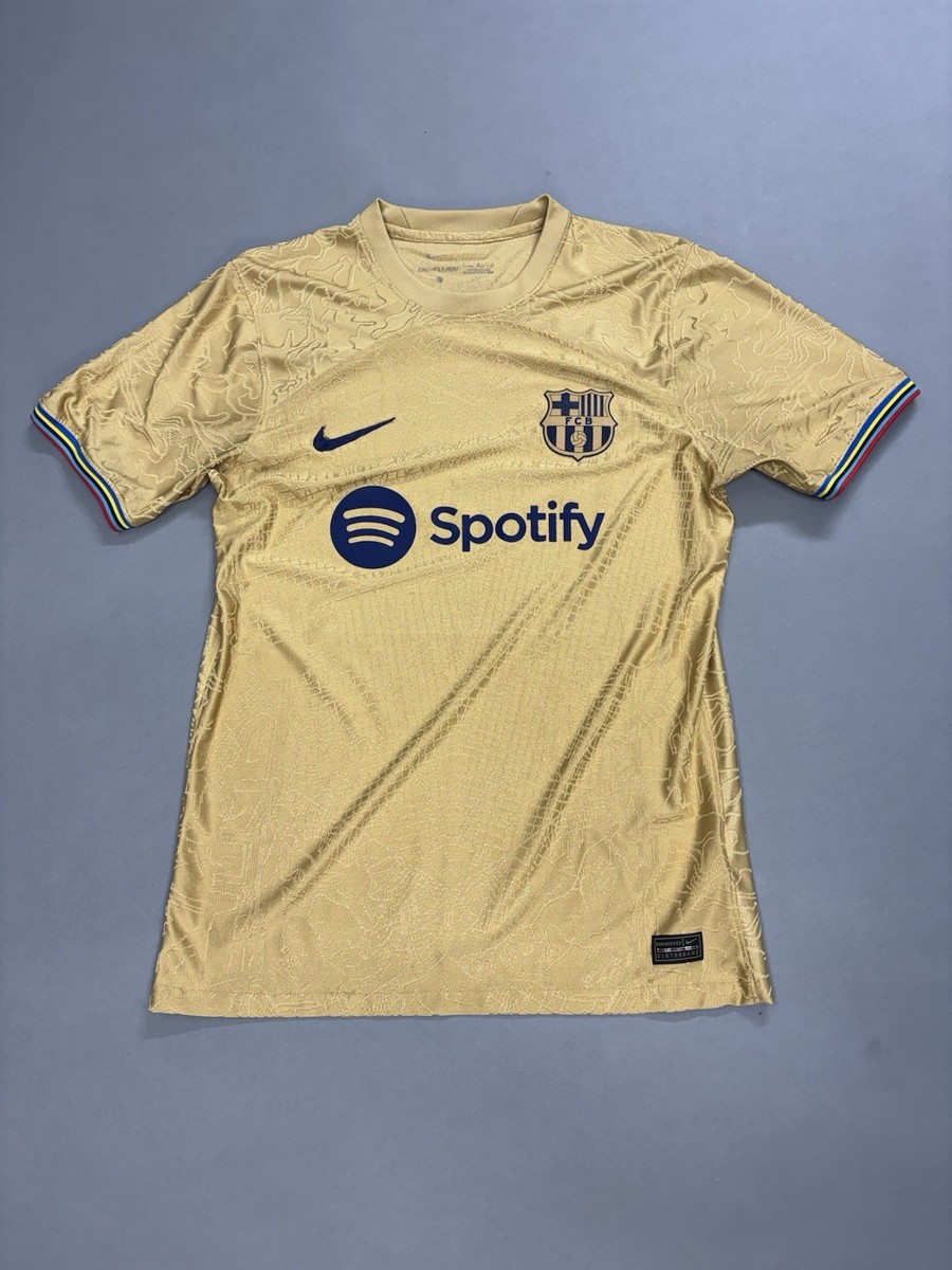 Nike FC Barcelona Gold Soccer Jersey Spotify UNHCR Officially