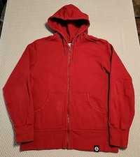 Felpa con cappuccio American Giant uomo XL full zip toppe gomito pesante rossa