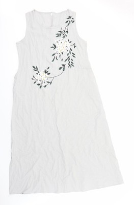 Getragener Damen Maxi grau Polyester Größe XL Rundhals Reißverschluss