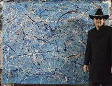 Pollock/Richter style Professional Painting 81” X 62”(6ft 9in)Abstract Modern XL