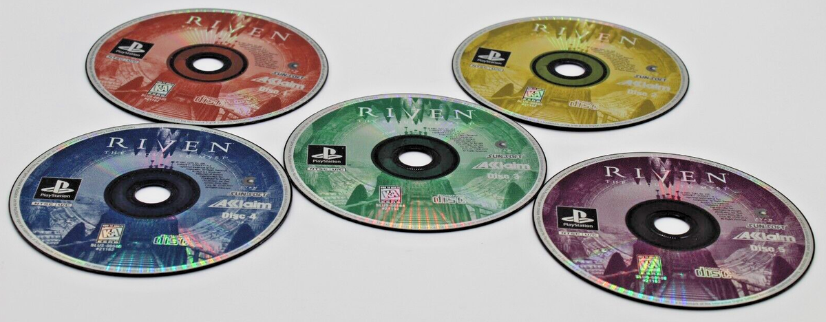 稀少　非売品　playstation RIVEN 受注用ビデオ Riven The Sequel to Myst Playstation 1 PS1 Complete 5 Discs Manual