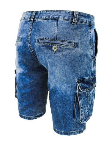 Jeans Pantaloni corti uomo blu denim shorts bermuda cotone con tasconi laterali - Foto 3 di 3